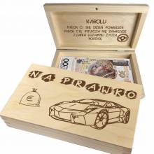 Pudełko na pieniądze prezent prawo jazdy samochód życzenia