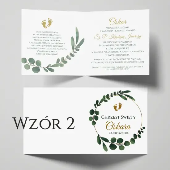 ZAPROSZENIA na CHRZEST z kopertami 10 szt. PR 494