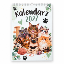 Kalendarz 2027 A4 śmieszny prezent upominek urodziny KOTY zwierzęta KALKOT