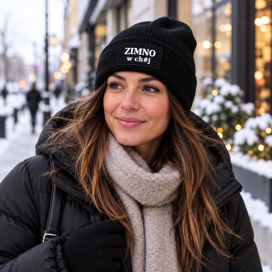 Czapka zimowa czarna prezent mikołaja urodziny święta ŚMIESZNA UNISEX CZA5