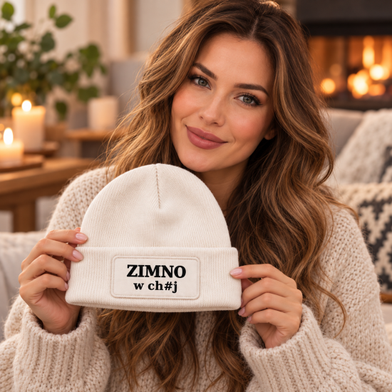Czapka zimowa kremowa prezent mikołaja urodziny święta ŚMIESZNA UNISEX CZA5