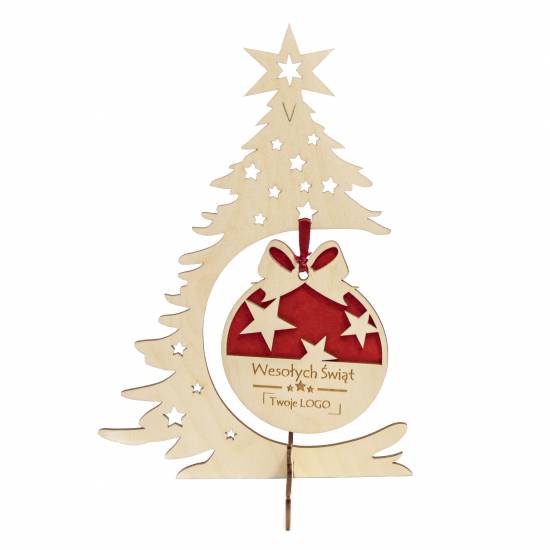 Ozdoba świąteczna logo firmy choinka grawer