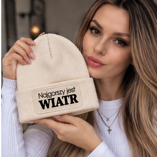 Czapka zimowa kremowa prezent mikołaja urodziny święta ŚMIESZNA UNISEX CZA2
