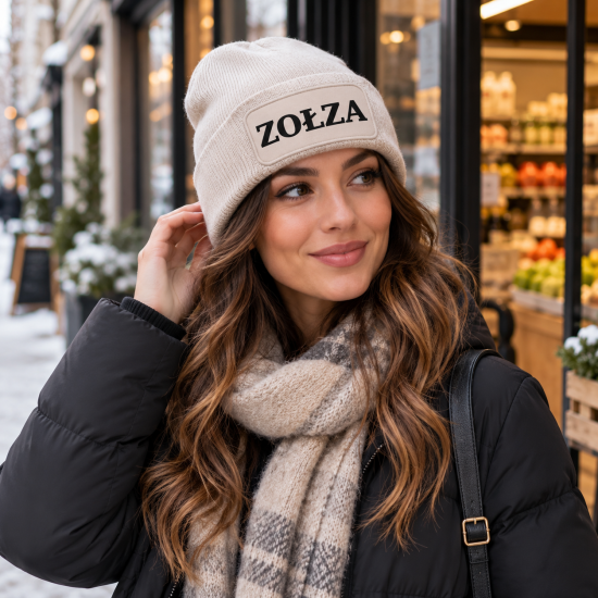 Czapka zimowa kremowa prezent mikołaja urodziny święta ŚMIESZNA UNISEX CZA3