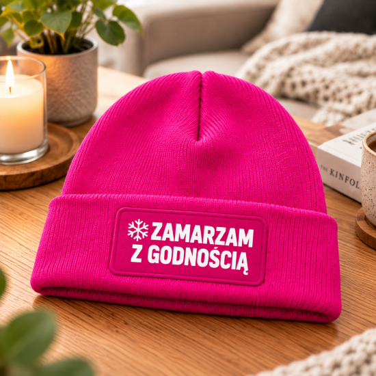 Czapka zimowa różowa prezent mikołaja urodziny święta ŚMIESZNA UNISEX CZA6