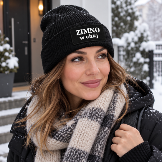 Czapka zimowa czarna prezent mikołaja urodziny święta ŚMIESZNA UNISEX CZA5