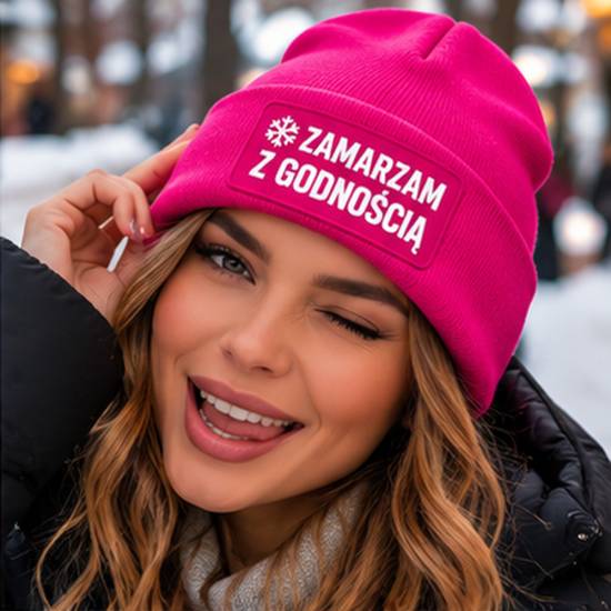 Czapka zimowa różowa prezent mikołaja urodziny święta ŚMIESZNA UNISEX CZA6