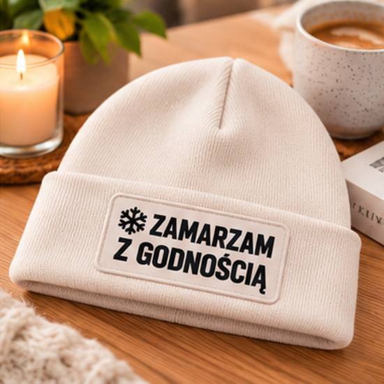 Czapka zimowa kremowa prezent mikołaja urodziny święta ŚMIESZNA UNISEX CZA6