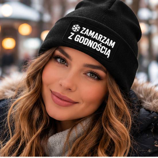 Czapka zimowa czarna prezent mikołaja urodziny święta ŚMIESZNA UNISEX CZA6