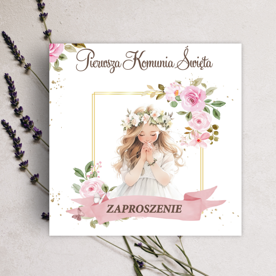 10x Zaproszenia Zaproszenie na Komunię Świętą do samodzilnego koperta ZAP23