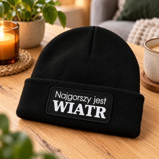 Czapka zimowa czarna prezent mikołaja urodziny ŚMIESZNA UNISEX CZA2