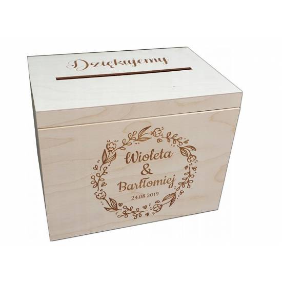 Pudełko na koperty skrzynka drewno ślub wesele grawer