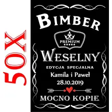 ETYKIETY Naklejki Wódkę Weselną alkohol bimber Personalizowane 50x PR 496