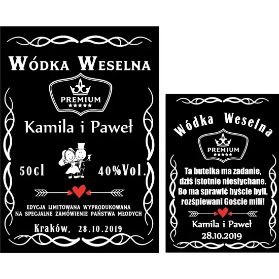 ETYKIETY Naklejki Wódkę Weselną alkohol bimber komplet PR 496