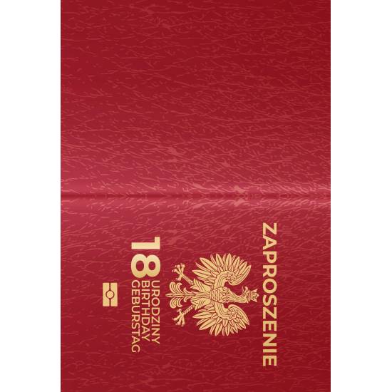 ZAPROSZENIA Zaproszenie na 18 urodziny paszport