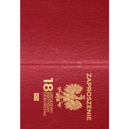 ZAPROSZENIA Zaproszenie na 18 urodziny paszport PR 410