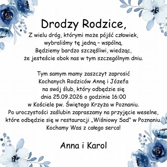 Zaproszenie ślubne dla rodziców w pudełku RP397