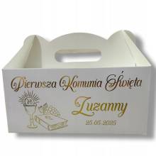 Pudełko na Ciasto Pudełka Komunijne Komunia Podziękowanie Złote P1