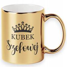Kubek zabawny elegancki korona złoty prezent dla szefowej szefowa ur NN49