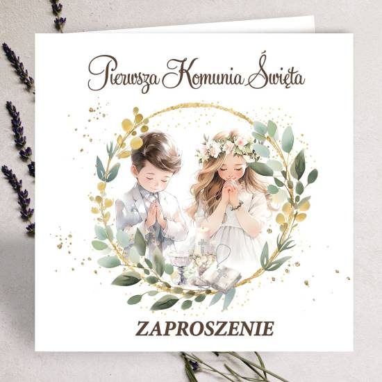 10x Zaproszenia Zaproszenie na Komunię Świętą personalizacja koperta ZAP19