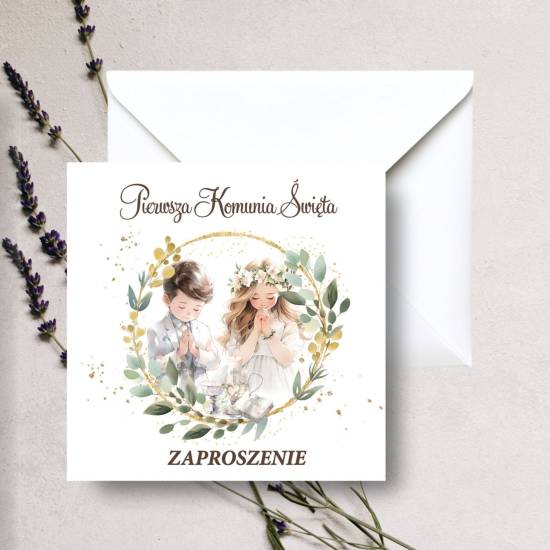 10x Zaproszenia Zaproszenie na Komunię Świętą personalizacja koperta ZAP19