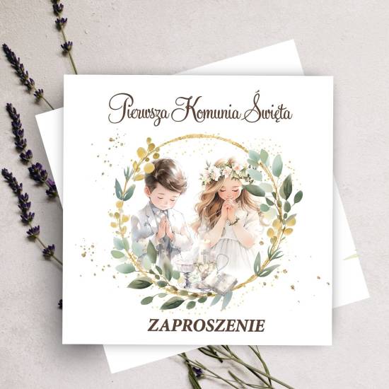 10x Zaproszenia Zaproszenie na Komunię Świętą personalizacja koperta ZAP19