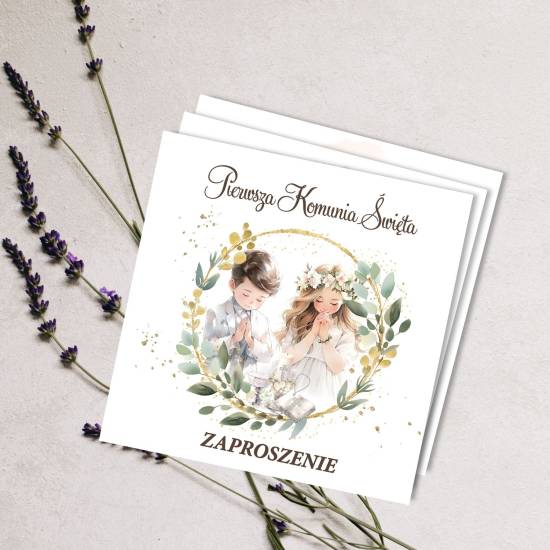 10x Zaproszenia Zaproszenie na Komunię Świętą personalizacja koperta ZAP19