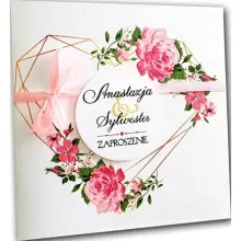 Zaproszenia ślubne na ślub zawiadomienia + koperta DIAMENT SERCE PR 607